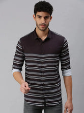 Men Black Striped Casual Shirt-RYANSTRIPE-1080-Black
